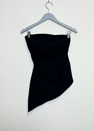 Blusa alfaiataria sem alça preta Zara - tam G