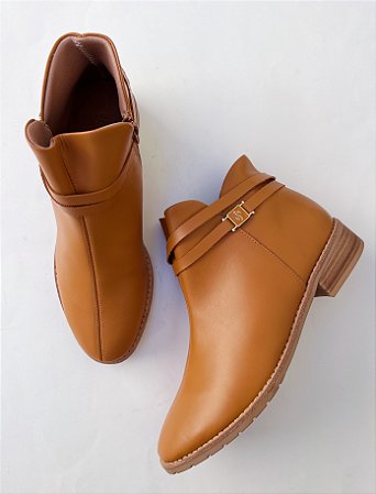 Bota couro caramelo Usaflex - tam 38