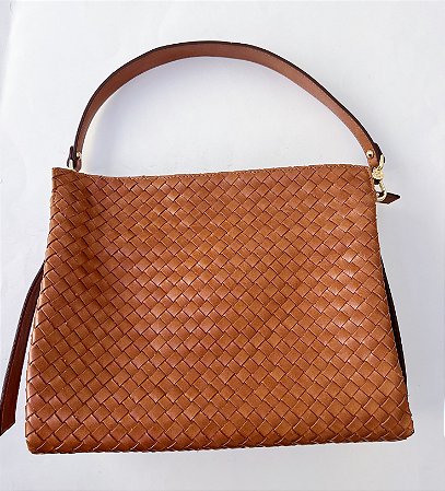 Bolsa couro tressê marrom Corello