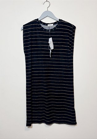 Vestido preto listras Pusco - tam PP