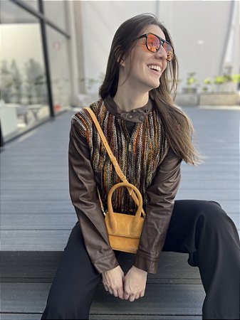 Jaqueta couro marrom Loft 747 - tam P