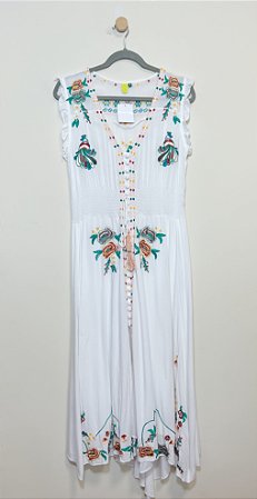 Vestido/ saída de praia bordado FARM - tam M
