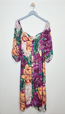 Vestido laise estampada chita FARM - Tam M