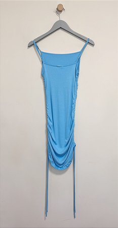 Vestido drapeado azul Manacá - Tam M