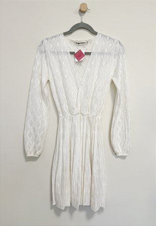 Vestido plissado off white Twenty Four Seven - Tam P