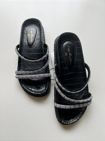 Papete preta com strass Luiza Barcelos - Tam 39