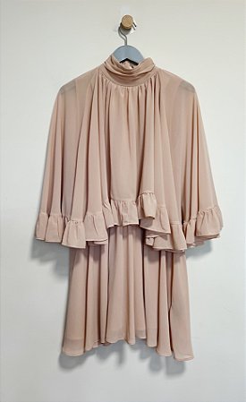 Vestido babados bege Carlota Costa - Tam M