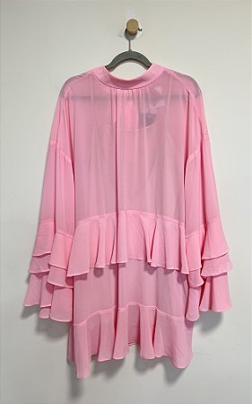 Vestido curto babados rosa Carlota Costa - Tam G