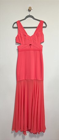 Vestido longo salmão BCBG - tam P