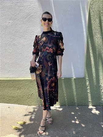 Vestido estampado FARM - tam M