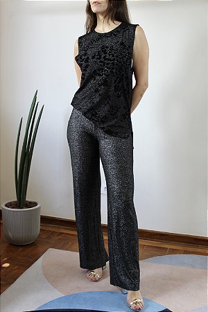Calça lurex prata MYFT - Tam P