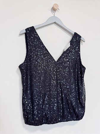 Blusa paetê preto Namine - Tam M