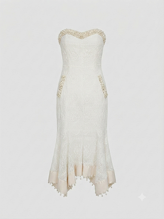 Vestido sem alças bordado Anne Fernandes - tam M