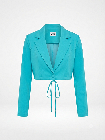 Blazer cropped azul amarração Myft - tam P