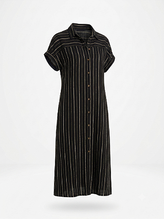 Chemise preta listrada Mob - tam G