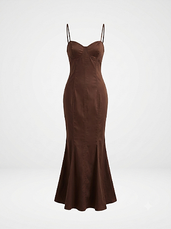 Vestido midi marrom Zen - tam G