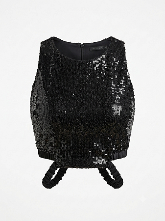Top paetê preto Costume - tam PP