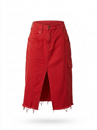 Saia jeans vermelha Oh Boy! - tam 36