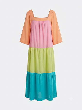 Vestido longo colorblock Cantão - tam M