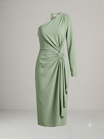 Vestido manga única verde Zen - Tam G
