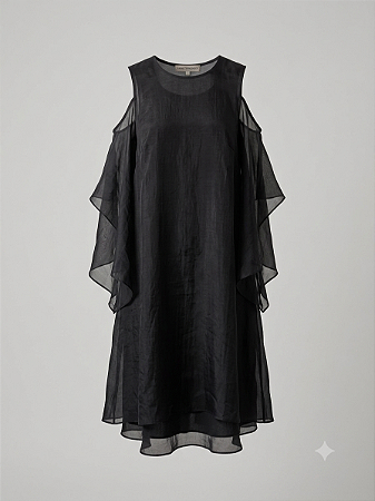 Vestido babados preto Anne fernandes - Tam P