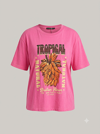 Camiseta pink tropical Dolce-me - tam P