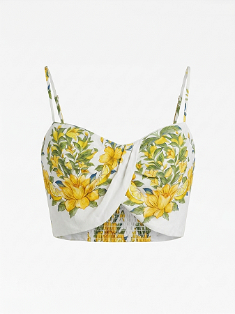 Top branco floral Farm - tam G