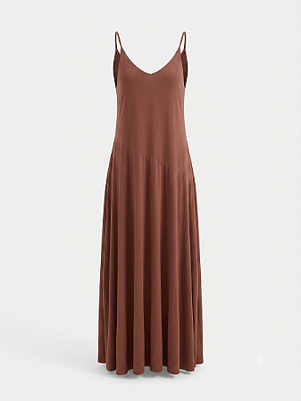 Vestido longo marrom Anne fernandes - tam G