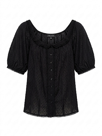 Blusa preta renda Mixed - tam G