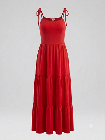 Vestido vermelho camadas Up - tam M