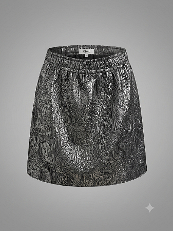 Saia jacquard prata Mixed - tam 42