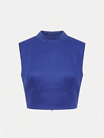 Blusa regata linho azul 613 - tam 38