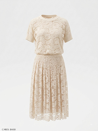 Conjunto renda creme Carol Bassi - tam 40