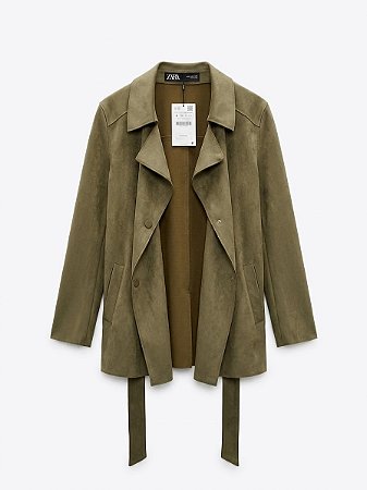 Jaqueta suede verde Zara - tam M