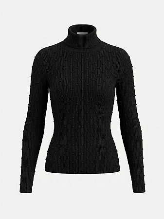Blusa tricot gola alta preta Zara - tam M