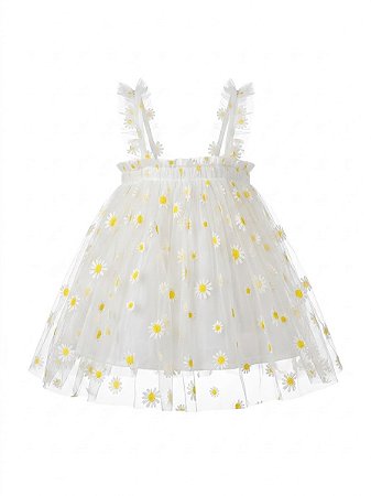 Vestido tule margaridas Cavigour - tam 3 meses