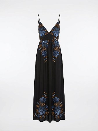 Vestido preto floral Farm - tam P