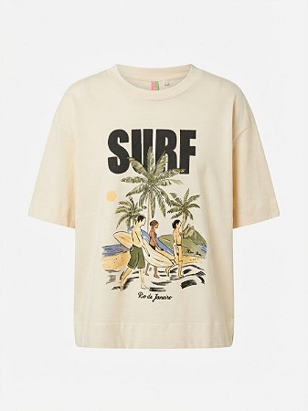 Camiseta bege surf Farm - tam M