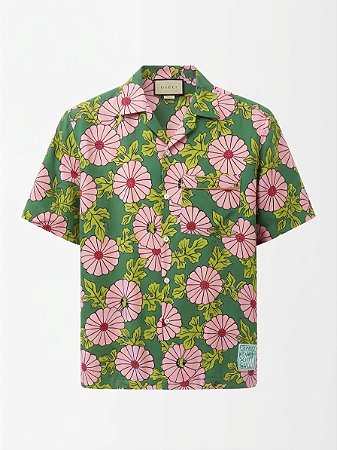Camisa seda Gucci X George Kenneth Scott - tam 46
