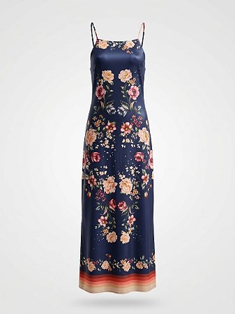 Vestido midi fundo azul Farm - tam P