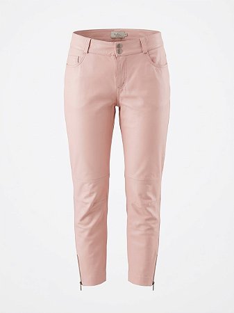 Calça couro rosa Daslu - tam 38