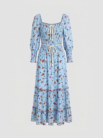Vestido fundo azul cogumelo Sclub - tam G