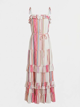 Vestido fundo branco estampado Carol Bassi - tam 42