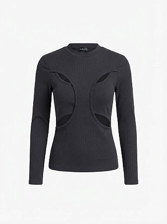 Blusa preta recortes Iorane - tam P