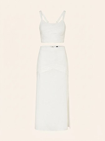 Conjunto branco com recortes - tam P