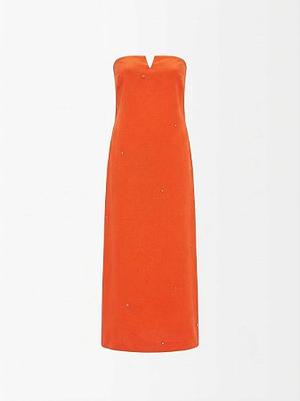 Vestido sem alça laranja DressTo - tam P