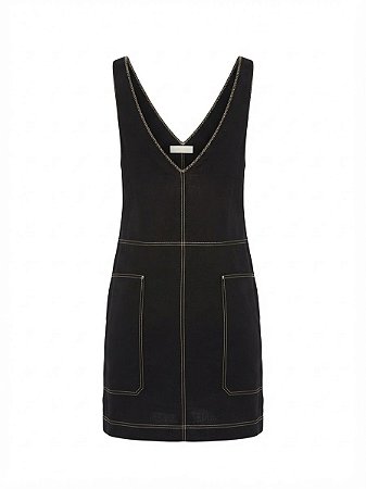 Vestido preto pespontos Murau - tam 42