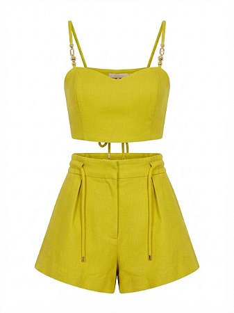Conjunto top e shorts verde limão All's - tam PP