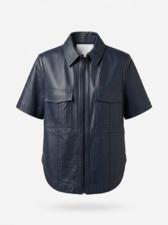 Camisa azul de couro NK - tam P