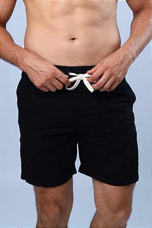 Short Linho Comfort Preto